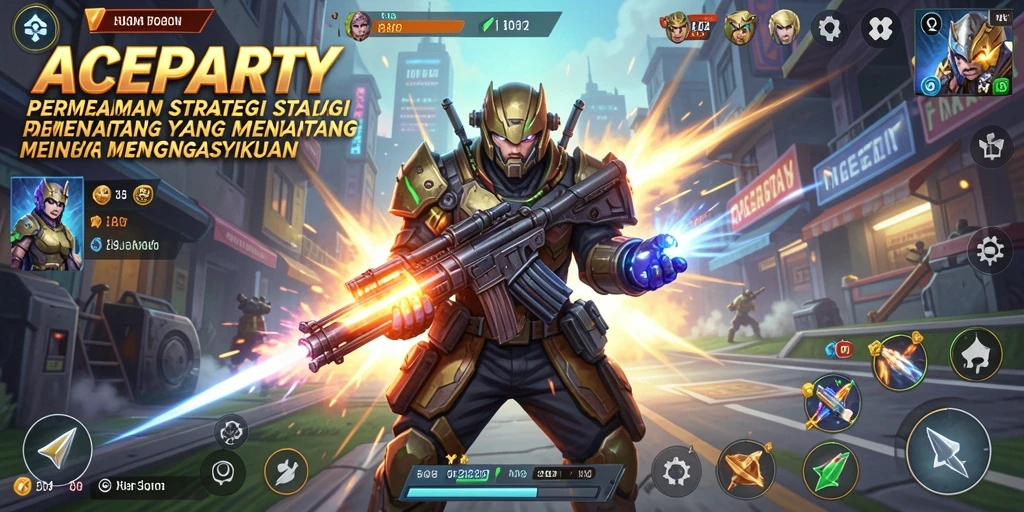 Tangkapan layar ACEPARTY menampilkan pertempuran strategi yang seru.