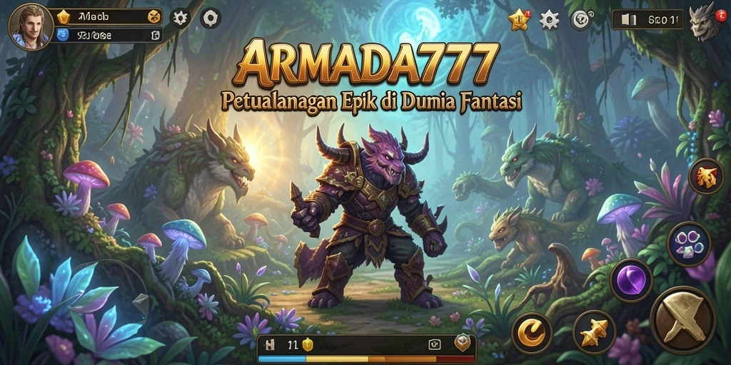 Screenshot utama ARMADA777 menampilkan aksi seru dalam gameplay RPG.