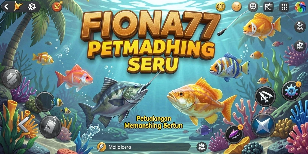 Gameplay FIONA77 menampilkan pemain yang menangkap ikan di lautan yang indah.