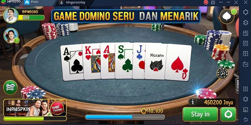 Screenshot HPTOTO menunjukkan keseruan gameplay Domino yang menantang.