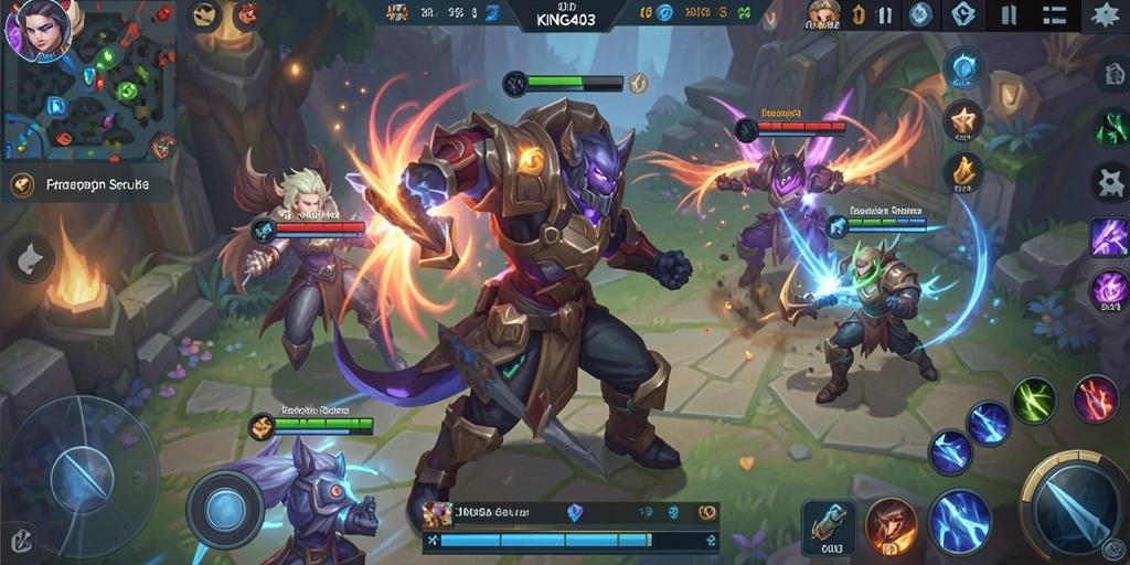 Gameplay seru KING403 dengan pertarungan epik MOBA.