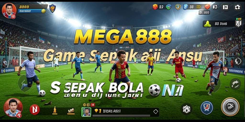 Tampilan gameplay seru di MEGA888, penuh aksi sepak bola.