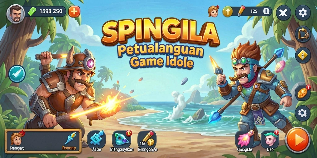 Tampilan gameplay yang menawan dari SPINGILA dengan karakter unik dan dunia berwarna.