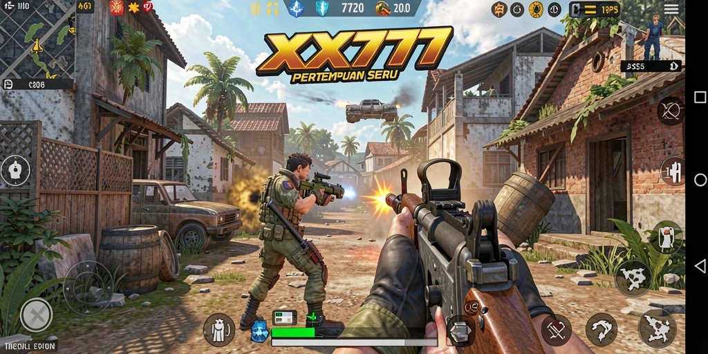 Screenshot XXX777 menampilkan pertempuran intens dalam mode TPS.